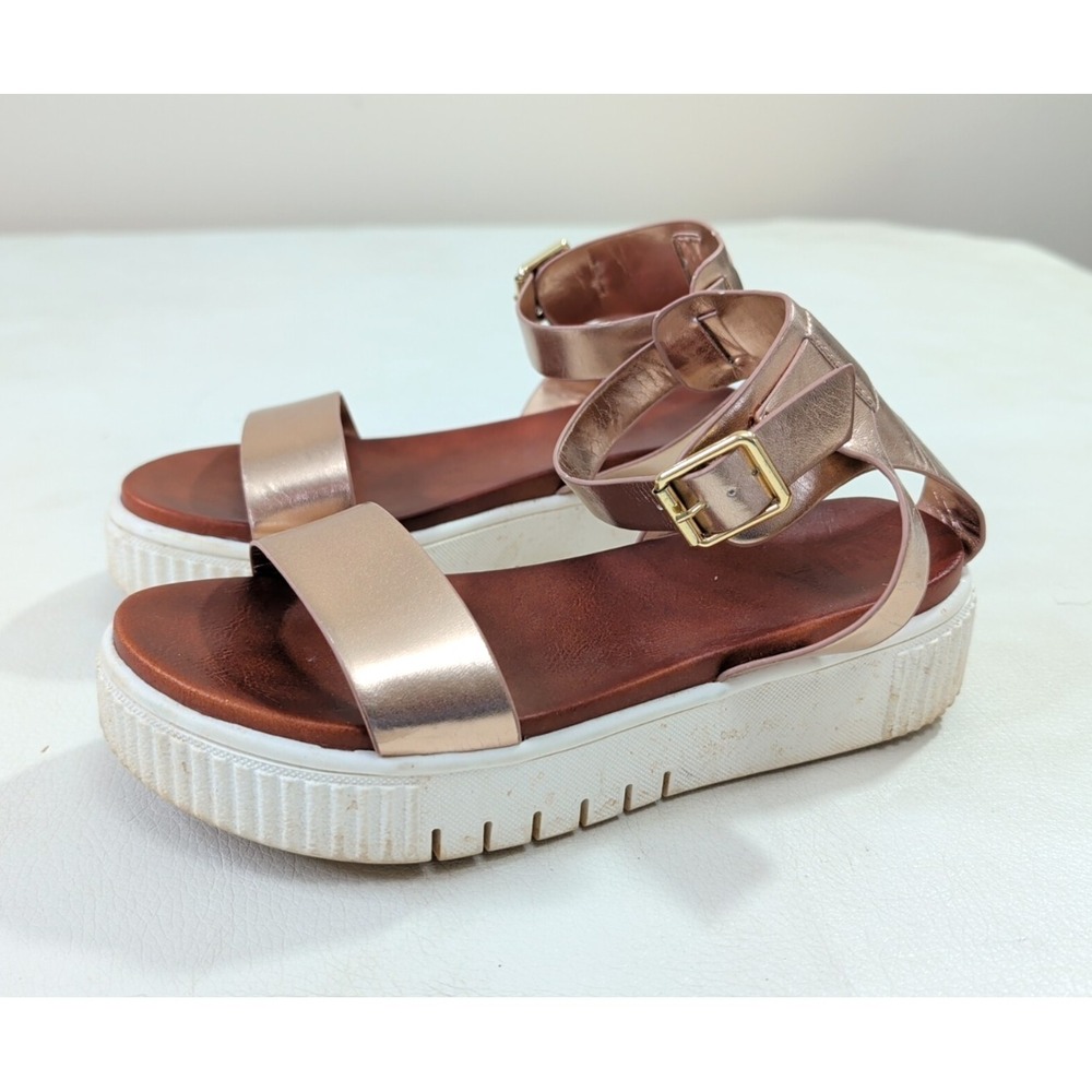 MIA Leanna Platform Sandal Womens 7 Bronze Ankle Strap‎ Chunky Resort Coastal
